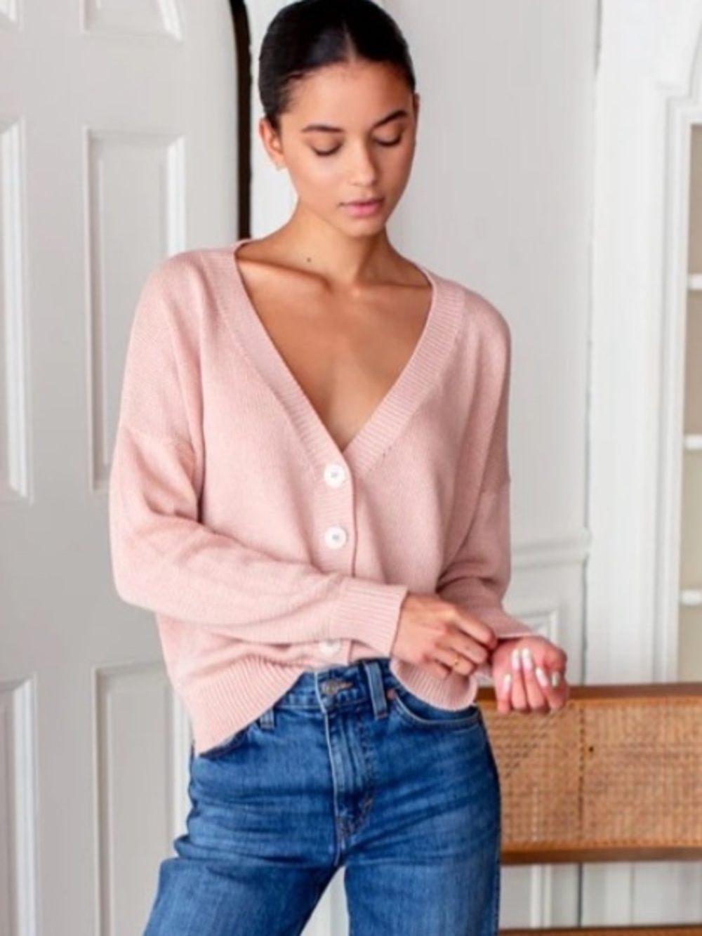 EMERSON FRY CAROLYN CARDIGAN MUTED CLAY ORGANIC COTTON LARGE